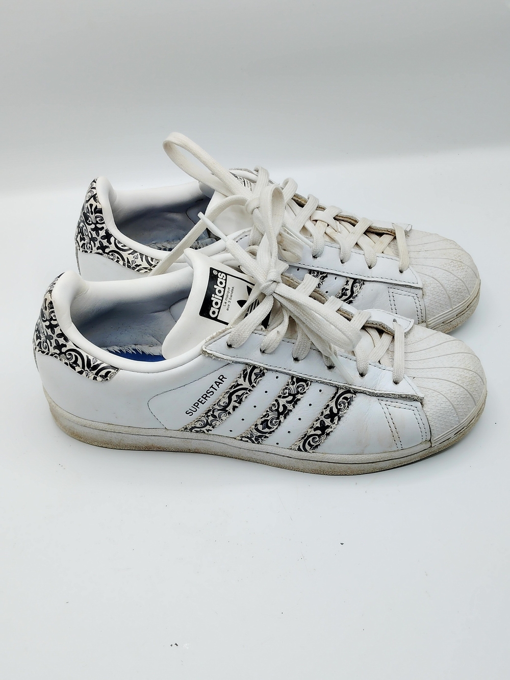 adidas Superstar White Leather Sneakers with Black Pattern